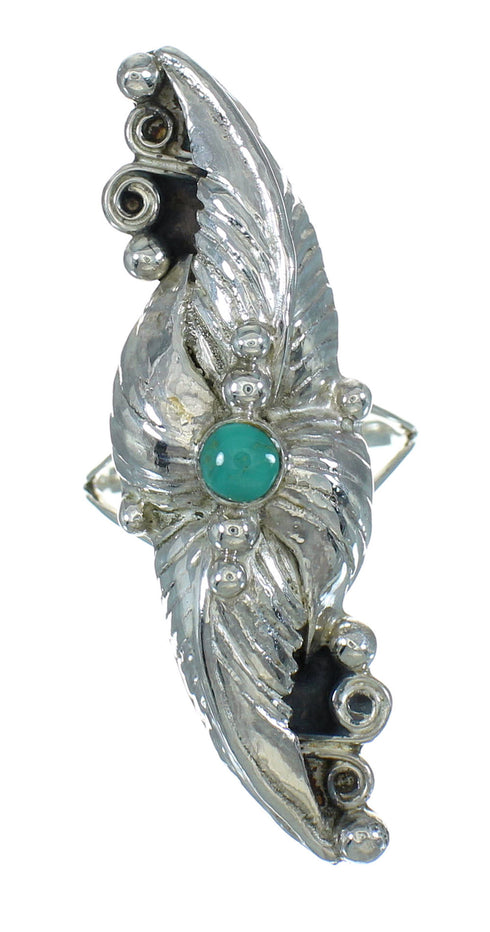 Southwestern Silver Jewelry Turquoise Ring Size 5-3/4 AX90488