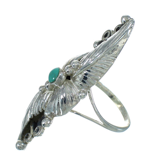 Southwestern Genuine Sterling Silver Turquoise Ring Size 6-1/2 AX90480
