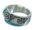 Sterling Silver Turquoise Inlay Water Wave Jewelry Ring Size 5-3/4 FX91781
