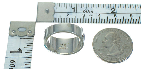 Genuine Sterling Silver Turquoise Water Wave Ring Size 4-3/4 FX91779