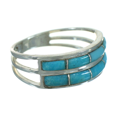 Sterling Silver Turquoise Inlay Ring Size 5-1/4 FX91583