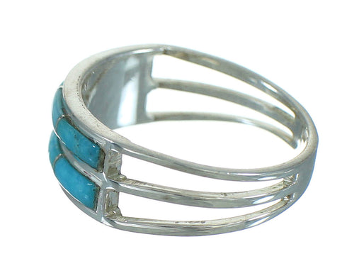 Sterling Silver Turquoise Inlay Ring Size 5-1/4 FX91583