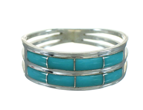 Turquoise Inlay Sterling Silver Ring Size 6-1/4 FX91607