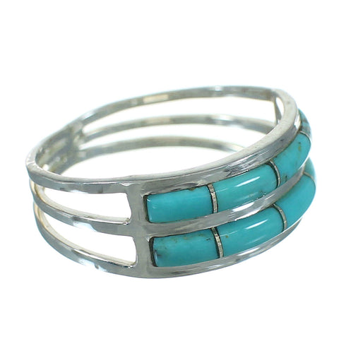 Authentic Sterling Silver Turquoise Inlay Ring