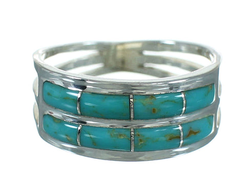 Authentic Sterling Silver Turquoise Inlay Ring Size 5-3/4 FX91644