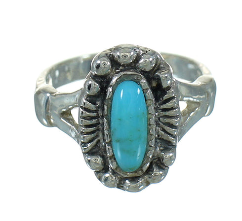 Southwestern Turquoise Sterling Silver Ring Size 7-3/4 QX86045