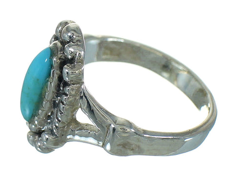 Southwestern Turquoise Sterling Silver Ring Size 7-3/4 QX86045