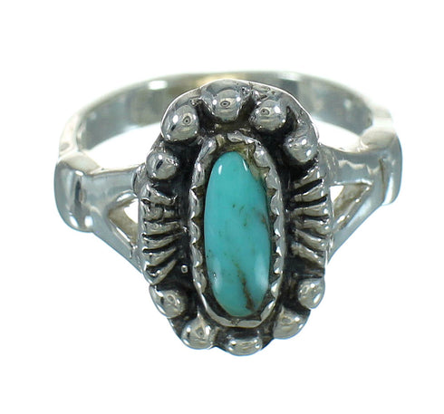 Southwestern Turquoise Genuine Sterling Silver Ring Size 6-1/4 QX86049