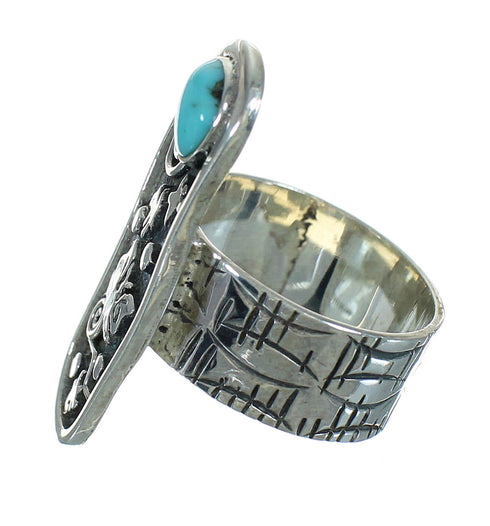 Southwest Turquoise Sterling Silver Butterfly Water Wave Ring Size 6 YX89509
