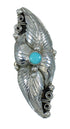 Southwest Silver Turquoise Scalloped Leaf Ring Size 7-1/4 YX89536
