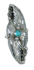 Southwestern Genuine Sterling Silver Turquoise Scalloped Leaf Ring Size 8-1/4 YX89541