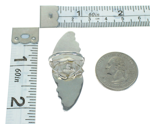 Southwest Sterling Silver And Turquoise Scalloped Leaf Ring Size 6-1/2 YX89546