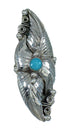 Southwestern Genuine Sterling Silver And Turquoise Scalloped Leaf Ring Size 4-3/4 YX89549