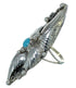Turquoise Southwest Silver Scalloped Leaf Ring Size 6-3/4 YX89552