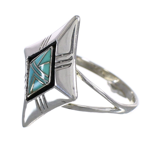Genuine Sterling Silver And Turquoise Jewelry Ring Size 5 RX86085