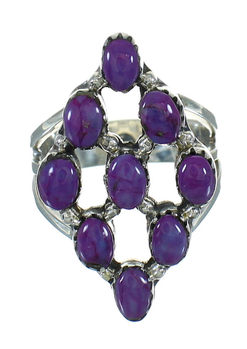 Southwest Authentic Sterling Silver Magenta Turquoise Ring Size 7-1/4 YX89776