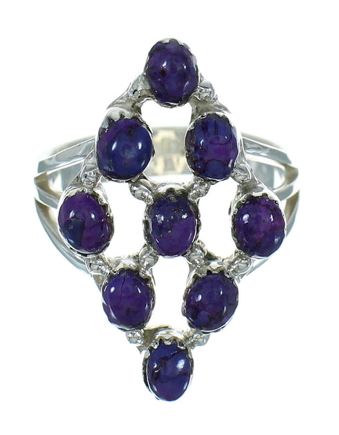 Southwestern Magenta Turquoise Sterling Silver Ring Size 4-3/4 YX89781