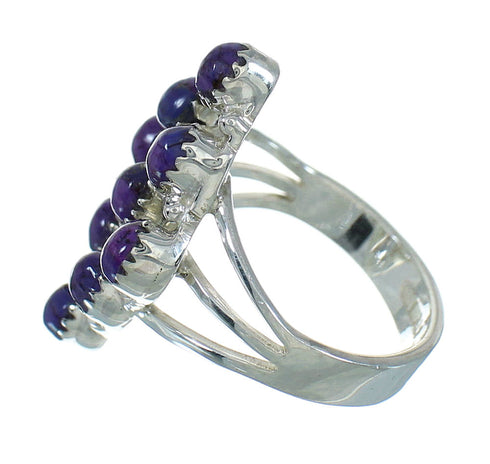 Southwestern Magenta Turquoise Authentic Sterling Silver Ring Size 5-3/4 YX89790