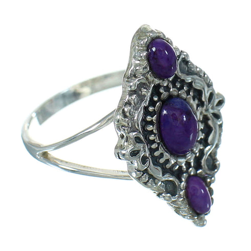 Southwestern Sterling Silver And Magenta Turquoise Ring Size 4-1/2 YX89832