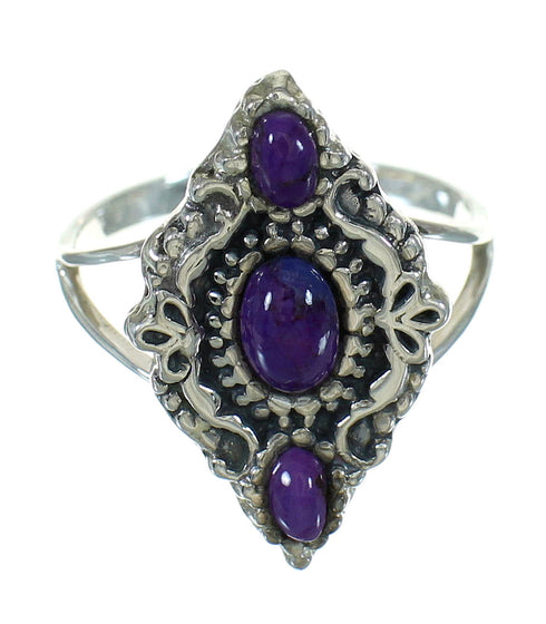 Southwestern Sterling Silver And Magenta Turquoise Ring Size 4-1/2 YX89832
