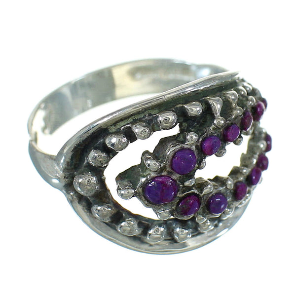 Magenta Turquoise Southwest Sterling Silver Ring Size 7-3/4 YX89901