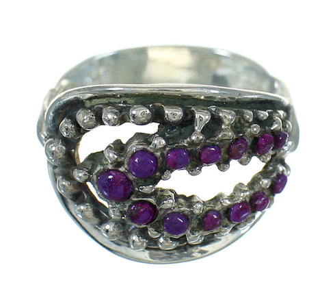 Magenta Turquoise Southwest Sterling Silver Ring Size 7-3/4 YX89901