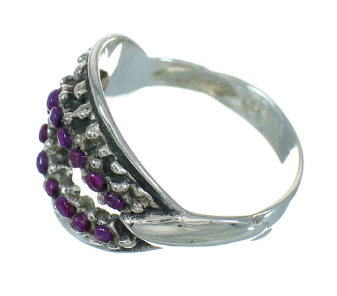 Magenta Turquoise Southwest Sterling Silver Ring Size 7-3/4 YX89901
