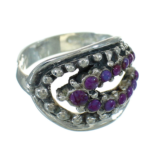 Magenta Turquoise Southwestern Genuine Sterling Silver Ring Size 5-1/4 YX89907