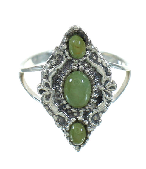 Southwestern Turquoise Authentic Sterling Silver Ring Size 4-1/2 YX86609