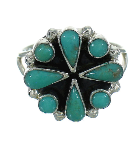 Turquoise And Authentic Sterling Silver Ring Size 7-3/4 YX86974