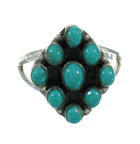 Silver And Turquoise Jewelry Ring Size 7-1/4 YX87185