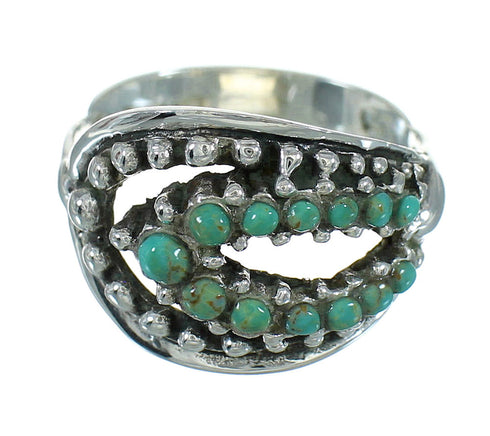 Southwest Turquoise Genuine Sterling Silver Jewelry Ring Size 8-1/2 YX87214