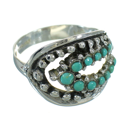 Southwestern Authentic Sterling Silver Turquoise Jewelry Ring Size 8-3/4 YX87250