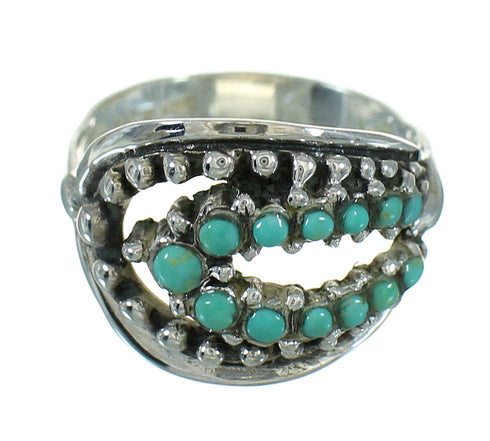 Southwest Turquoise And Genuine Sterling Silver Jewelry Ring Size 5 YX87230