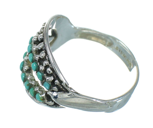 Southwestern Genuine Sterling Silver Turquoise Jewelry Ring Size 7-3/4 YX87247