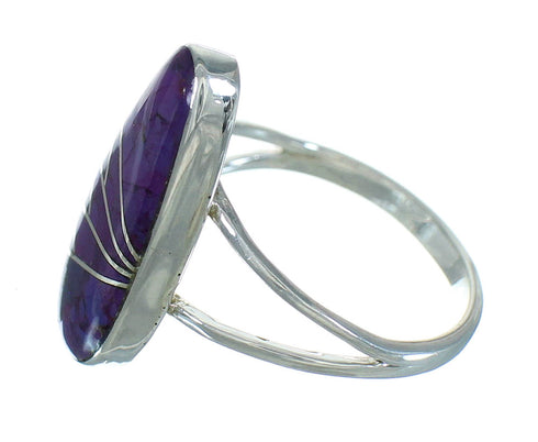 Southwest Magenta Turquoise Genuine Sterling Silver Ring Size 6-1/2 YX89457