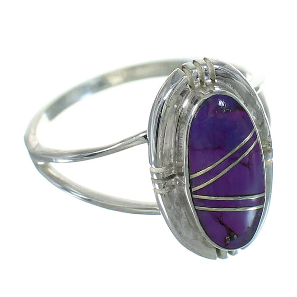 Southwestern Silver Magenta Turquoise Ring Size 4-3/4 YX89473