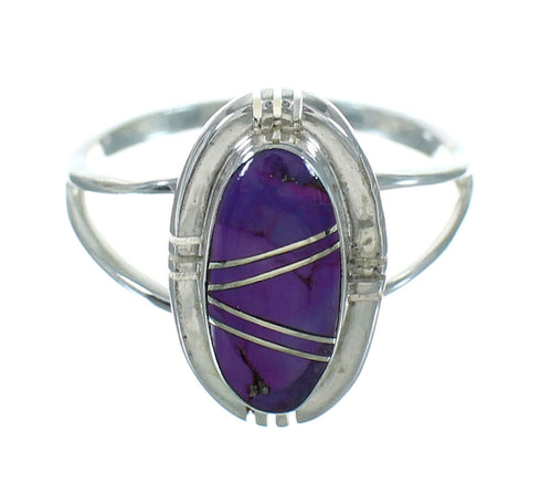 Southwestern Silver Magenta Turquoise Ring Size 4-3/4 YX89473
