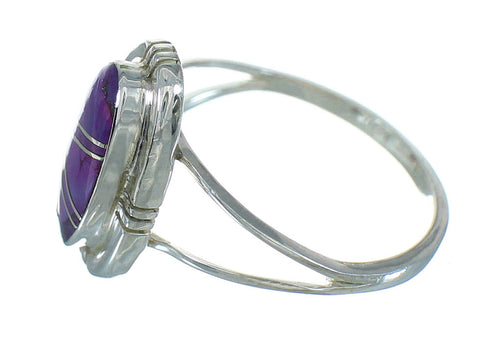 Southwestern Silver Magenta Turquoise Ring Size 4-3/4 YX89473