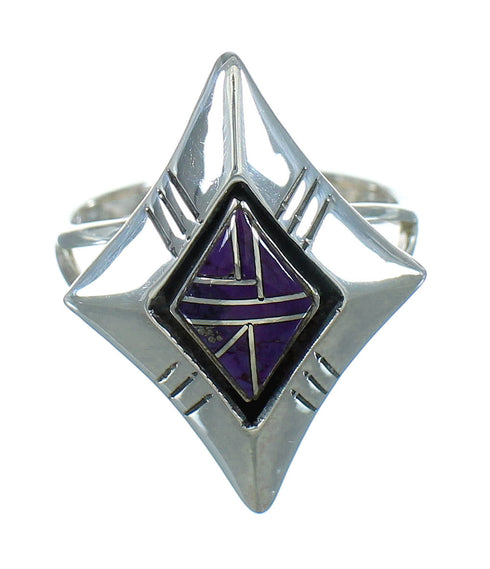 Southwest Magenta Turquoise Authentic Sterling Silver Ring Size 6-1/2 FX90138