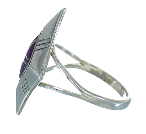 Southwest Magenta Turquoise Authentic Sterling Silver Ring Size 6-1/2 FX90138