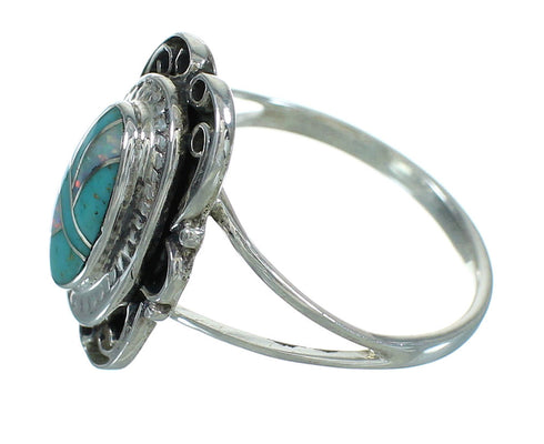Genuine Sterling Silver Turquoise Opal Inlay Ring Size 6 RX88461