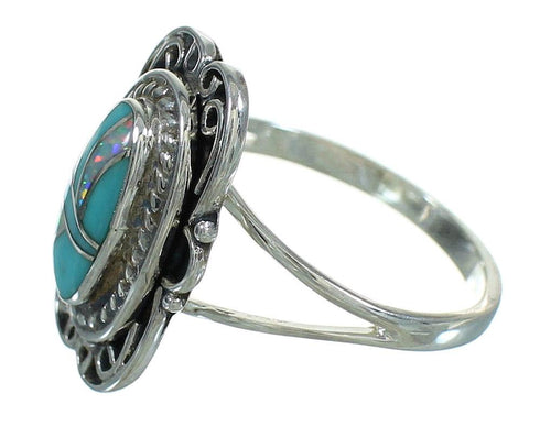 Authentic Sterling Silver Turquoise Opal Jewelry Ring Size 6-1/2 RX88467