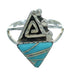 Turquoise Opal Inlay Water Wave Sterling Silver Jewelry Ring Size 7-1/4 RX88540
