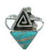 Authentic Sterling Silver Water Wave Turquoise Opal Inlay Ring Size 4-1/2 RX88498