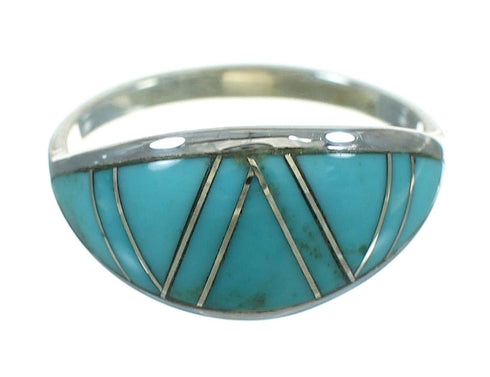 Authentic Sterling Silver Turquoise Inlay Ring Size 6 FX90731