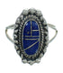 Silver Southwest Lapis Inlay Ring Size 7-1/4 AX88152