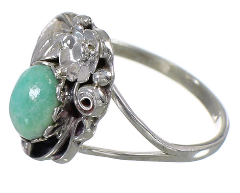 Turquoise Sterling Silver Flower Southwestern Ring Size 6-3/4 AX88240