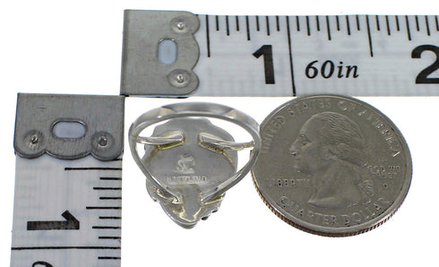 Turquoise Sterling Silver Flower Southwestern Ring Size 6-3/4 AX88240