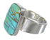 Southwestern Turquoise Inlay Silver Ring Size 6-3/4 AX88264
